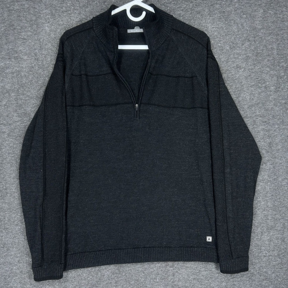 Smartwool Sweater Mens M Black Pullover 1/4 Zip Long Sleeve‎ Wool Blend